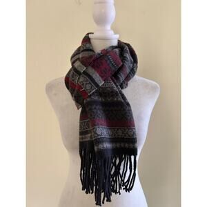 John Ashford Scarf Fair Isle Multicolor Tassel Hem Unisex Soft Touch Outdoors